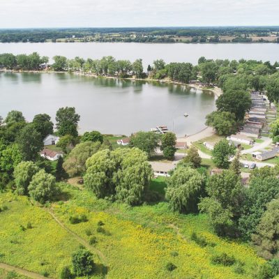 A birds-eye view of Cherry Beach Resort - featuring over 1200 feet of sandy beach!