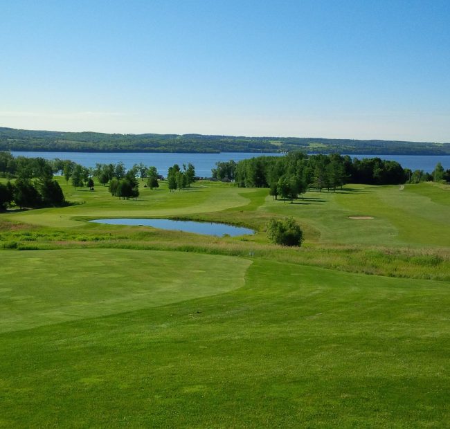 A breathtaking view of Bellmere Winds Golf Course overlooking Rice Lake.
