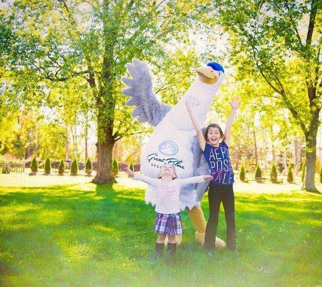 Darren the Heron, our Mascot is waiting to hang out with our Junior Owners!
