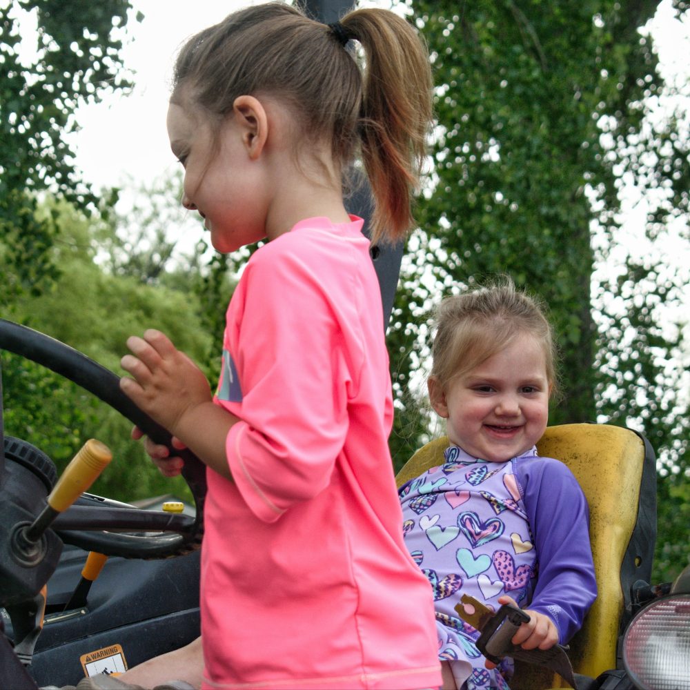 kids with tractor