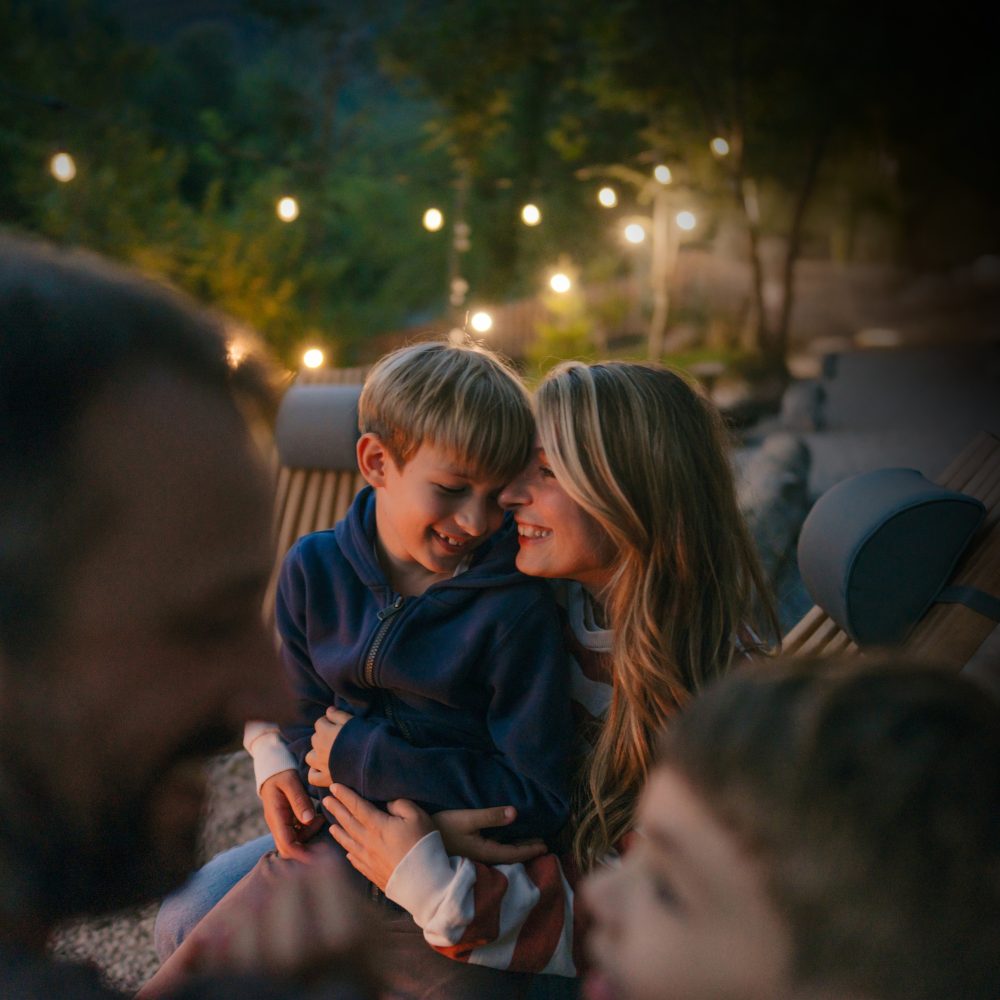Family Campfire Dark Background